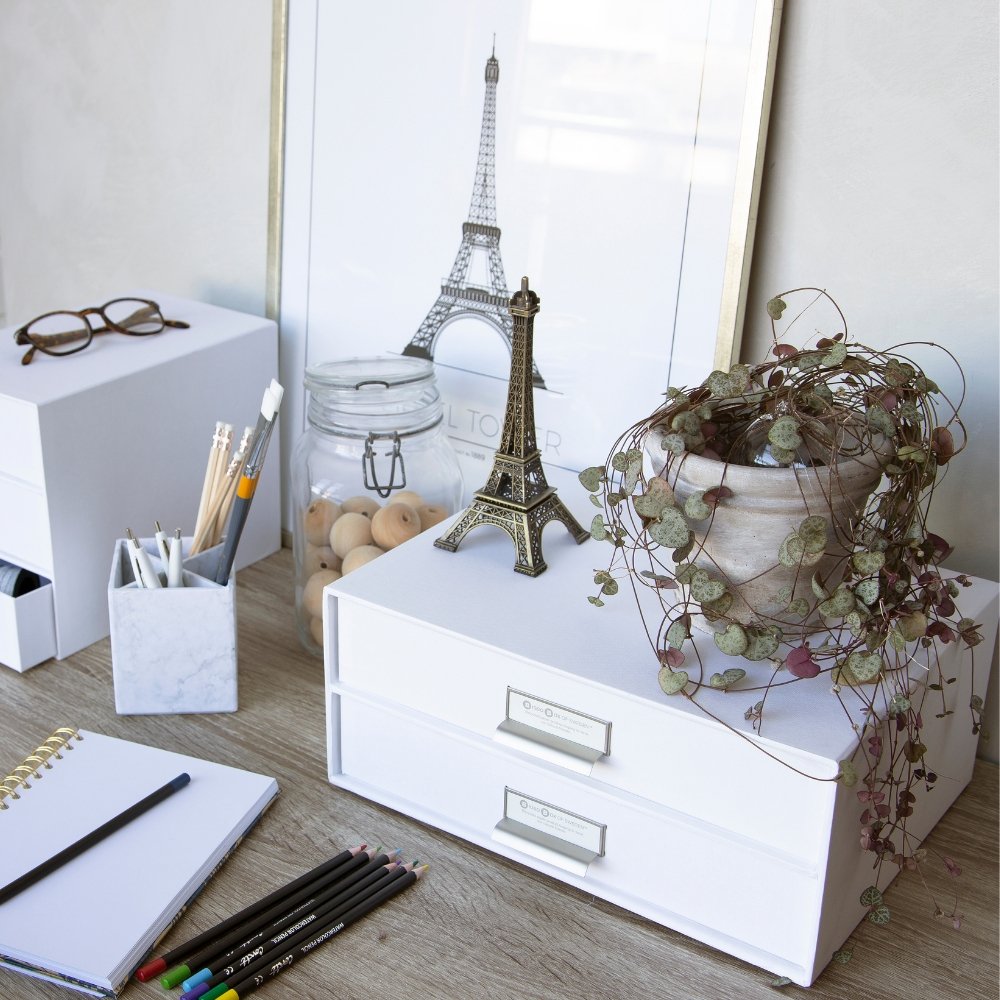 Bigso BIRGER Schubladenbox 2 Fächer - Weiss - BINS AND BOXES