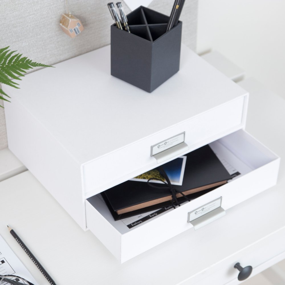 Bigso BIRGER Schubladenbox 2 Fächer - Weiss - BINS AND BOXES