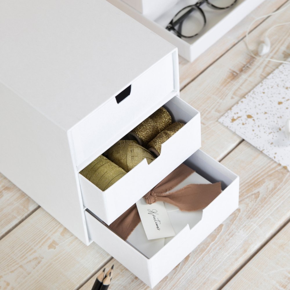 Bigso INGRID Schubladenbox 3 Fächer - Weiss - BINS AND BOXES
